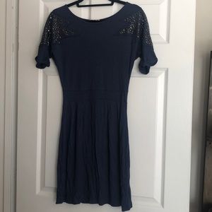 Navy blue dress with metal stud shoulders